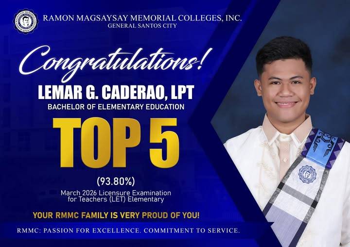 𝐑𝐌𝐌𝐂 𝐏𝐑𝐈𝐃𝐄 𝐒𝐇𝐈𝐍𝐄𝐒 𝐁𝐑𝐈𝐆𝐇𝐓: 𝐋𝐄𝐌𝐀𝐑 𝐆. 𝐂𝐀𝐃𝐄𝐑𝐀𝐎, 𝐋𝐏𝐓 𝐑𝐀𝐍𝐊𝐒 𝐓𝐎𝐏 𝟓 𝐈𝐍 𝐓𝐇𝐄 𝐌𝐀𝐑𝐂𝐇 𝟐𝟎𝟐𝟔 𝐋𝐈𝐂𝐄𝐍𝐒𝐔𝐑𝐄 𝐄𝐗𝐀𝐌𝐈𝐍𝐀𝐓𝐈𝐎𝐍 𝐅𝐎𝐑 𝐏𝐑𝐎𝐅𝐄𝐒𝐒𝐈𝐎𝐍𝐀𝐋 𝐓𝐄𝐀𝐂𝐇𝐄𝐑𝐒 – 𝐄𝐋𝐄𝐌𝐄𝐍𝐓𝐀𝐑𝐘 🎉